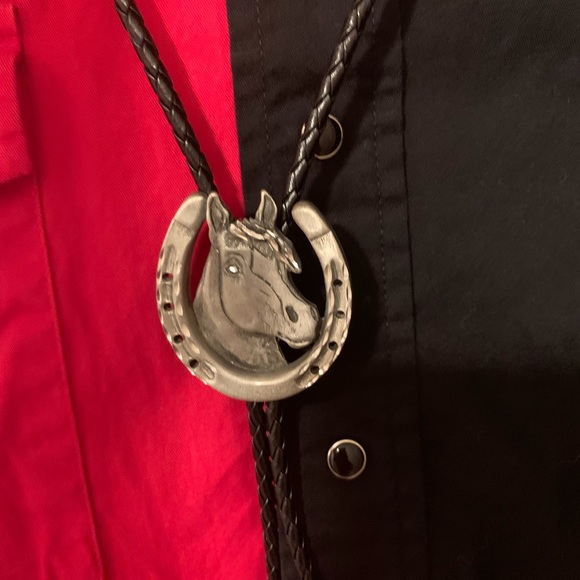 Vintage Cumberland Trails Cowboy Style Button Up With Bolo Tie Size Med - Picture 2 of 4